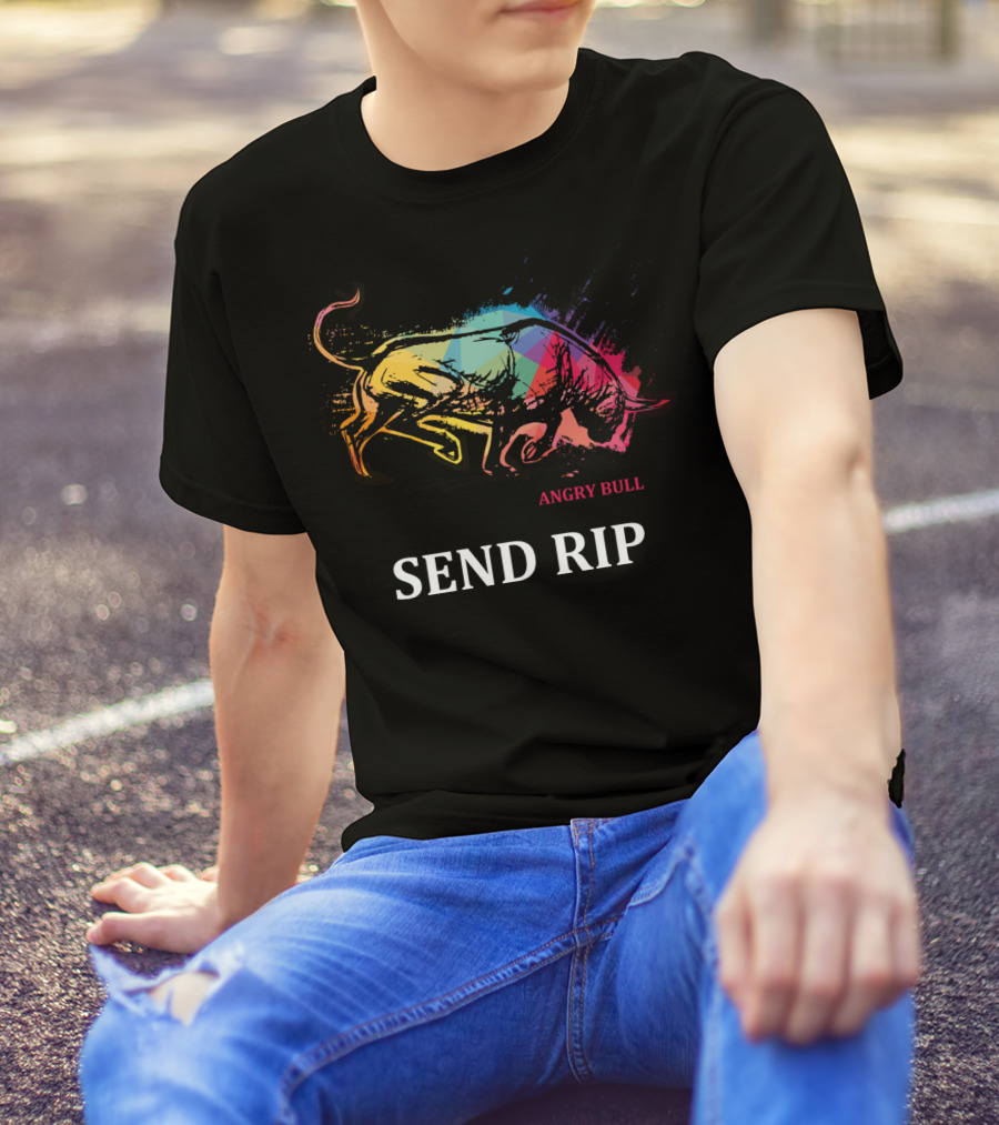 Angry Bull Send Rip Girls Multicolor Charging Bull T-Shirt