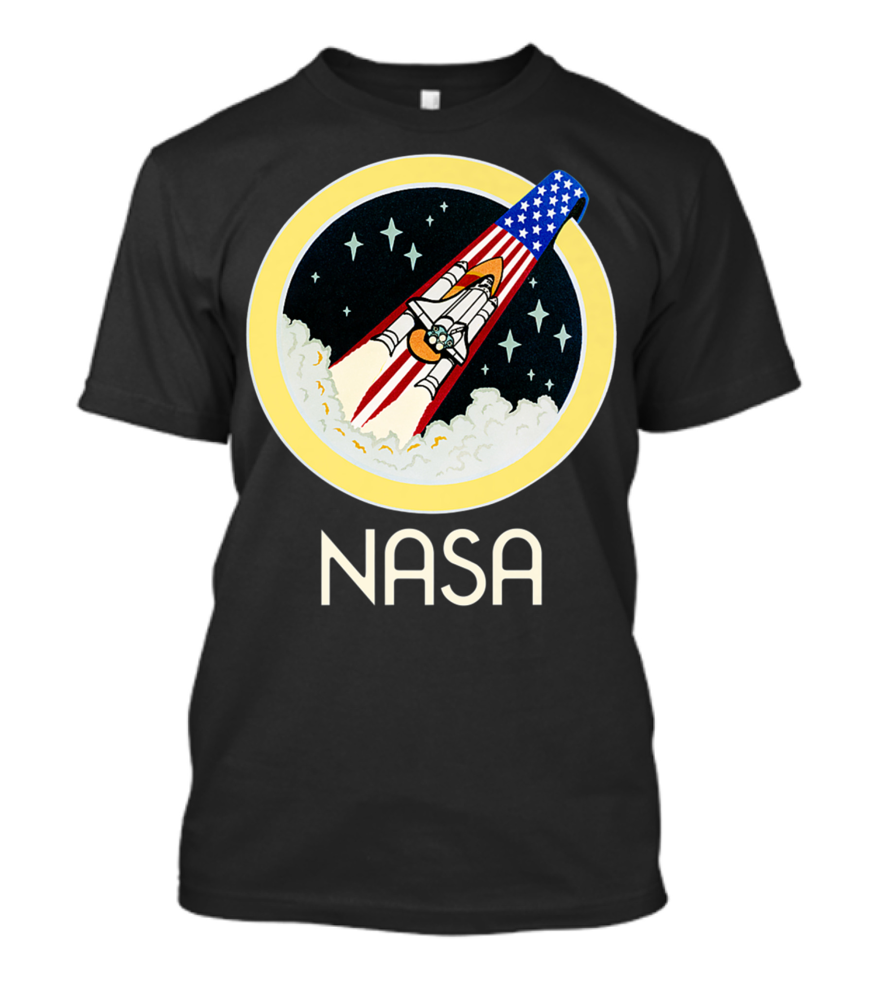 NASA Space Shuttle Launch Logo With Stars And United States Flag Elements T-Shirt