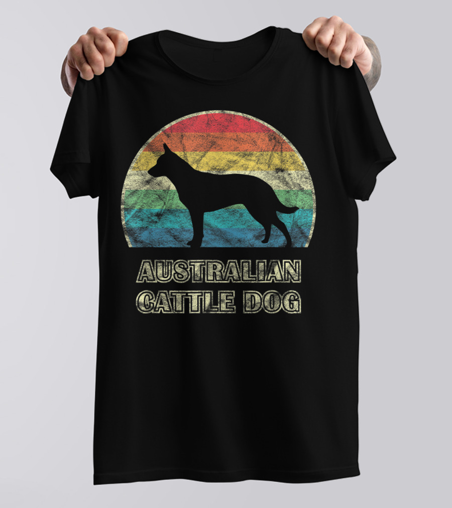 Australian Cattle Dog Vintage Style Rainbow T-Shirt