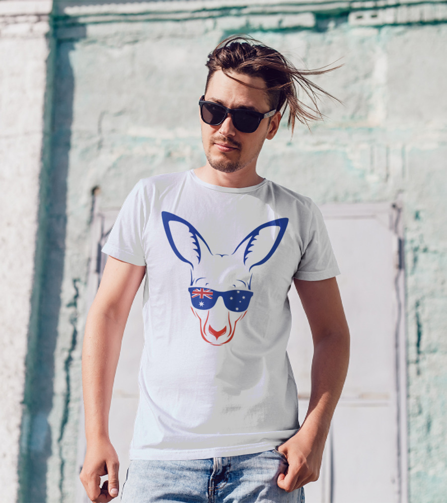 Kangaroo Wearing Australian Flag Sunglasses Patriotic Symbol Aussie T-Shirt