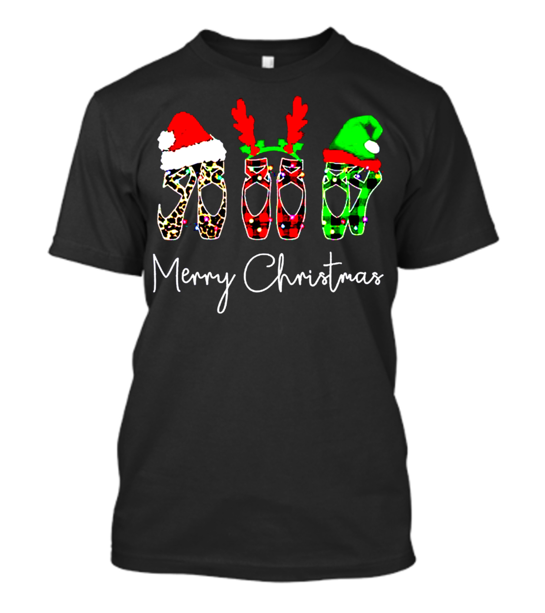 Ballet Dancer Ballerina Merry Christmas Festive Shoes T-Shirt