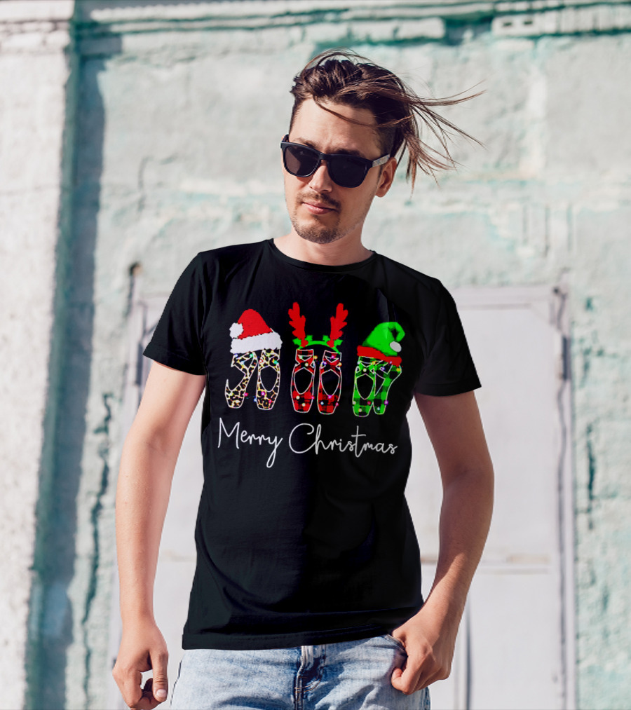Ballet Dancer Ballerina Merry Christmas Festive Shoes T-Shirt