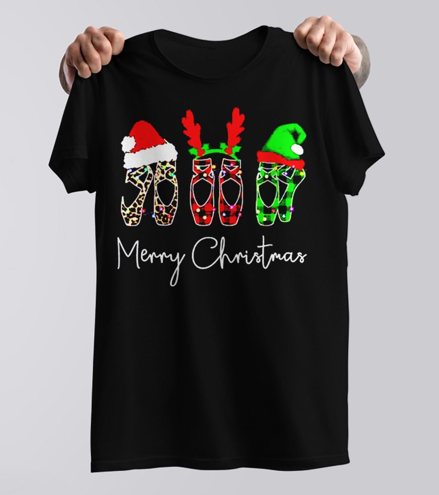 Ballet Dancer Ballerina Merry Christmas Festive Shoes T-Shirt