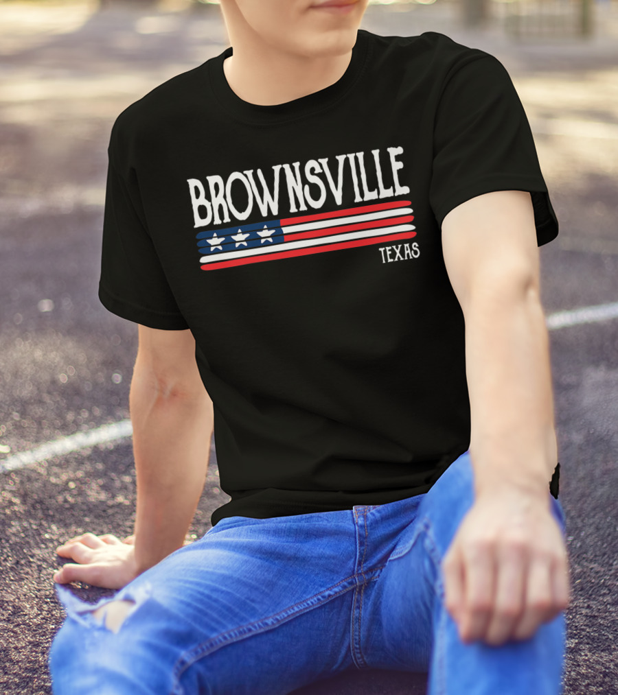 BROWNSVILLE TEXAS Stars And Stripes Banner T-Shirt
