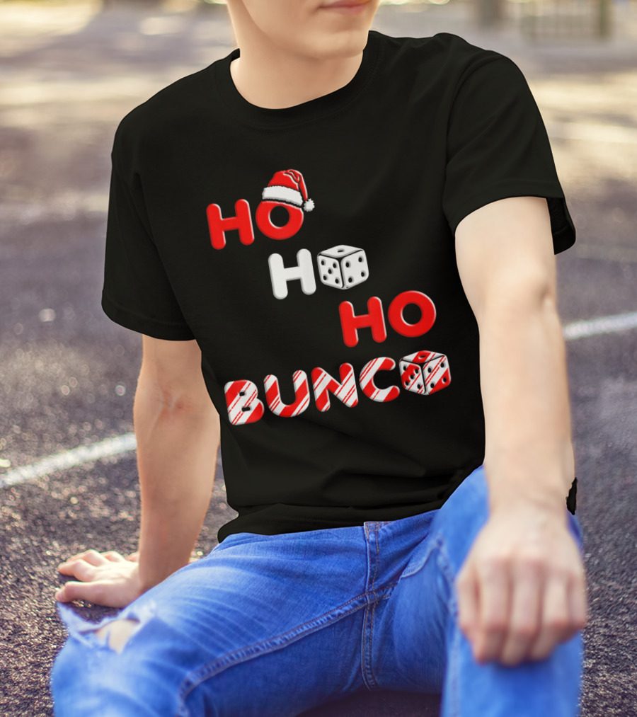 Bunco Ho Ho Ho Santa Hat Dice Christmas T-Shirt