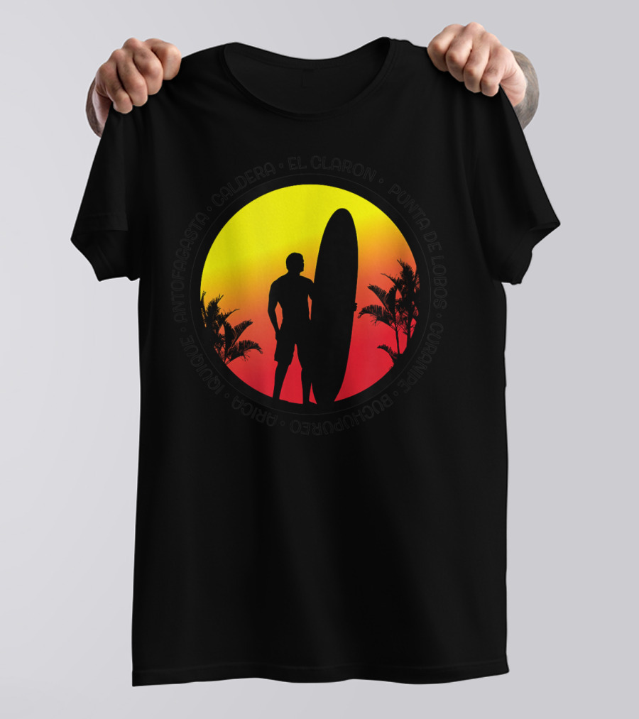 Antofagasta Caldera Surf Silhouette El Claro Punta De Lobos Curanilahue T-Shirt