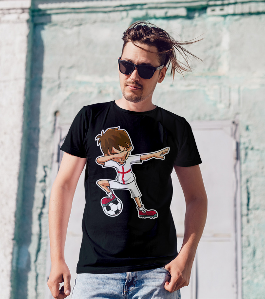 Dabbing Soccer Boy England Jersey English Flag Football T-Shirt