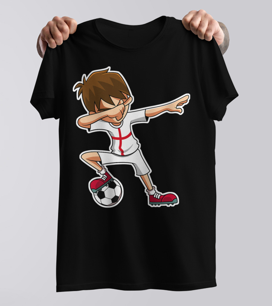 Dabbing Soccer Boy England Jersey English Flag Football T-Shirt