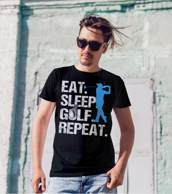 Eat Sleep Golf Repeat Funny Golfer Silhouette Golfing Icons T-Shirt