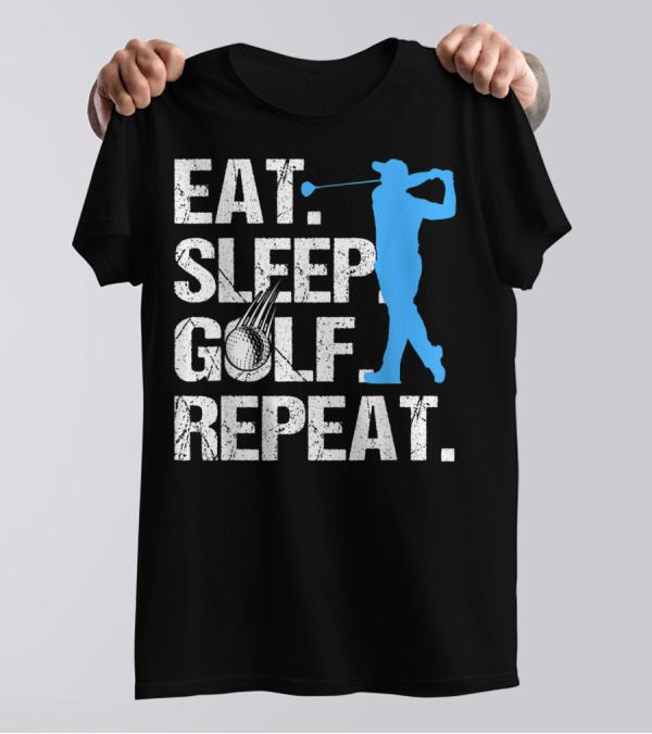 Eat Sleep Golf Repeat Funny Golfer Silhouette Golfing Icons T-Shirt