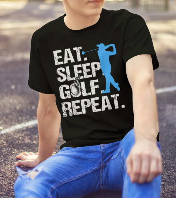 Eat Sleep Golf Repeat Funny Golfer Silhouette Golfing Icons T-Shirt