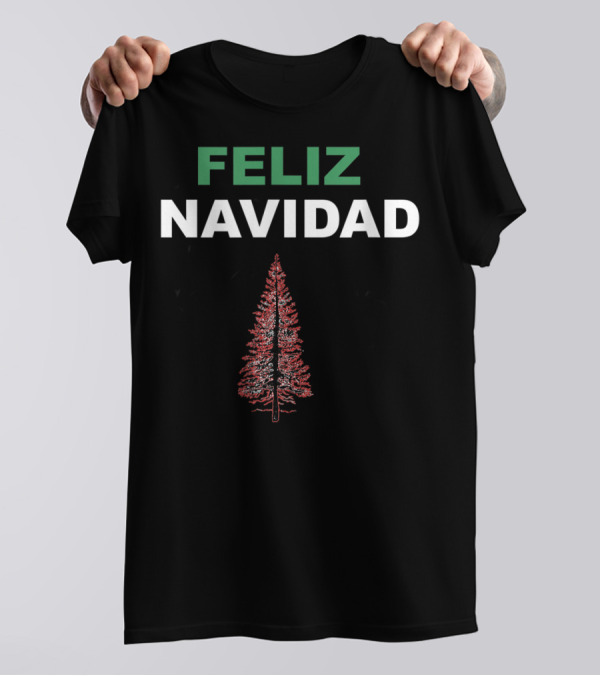 Feliz Navidad Christmas Celebration Mexican Red Tree T-Shirt
