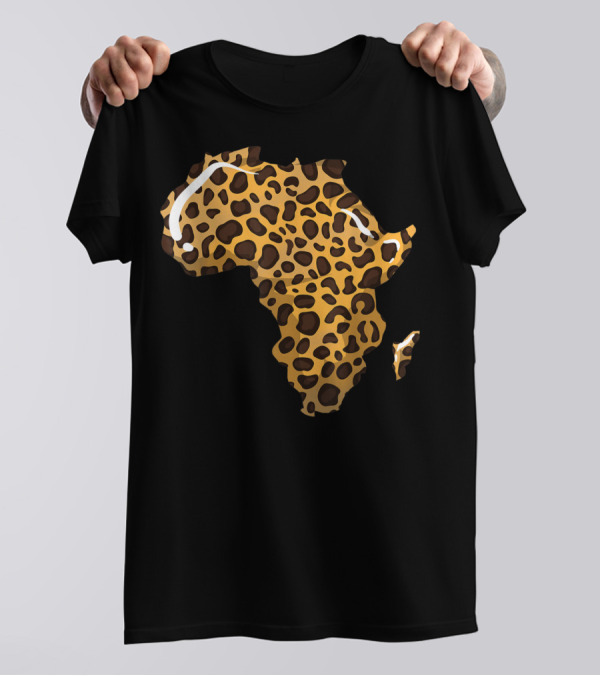 Cute Leopard Print Africa Shape Cheetah Spots T-Shirt