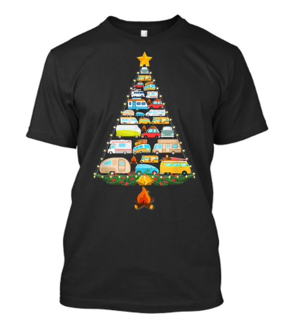 Camping Vehicles Christmas Tree With Campers And Star T-Shirt