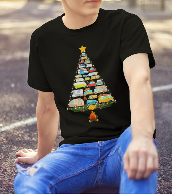 Camping Vehicles Christmas Tree With Campers And Star T-Shirt