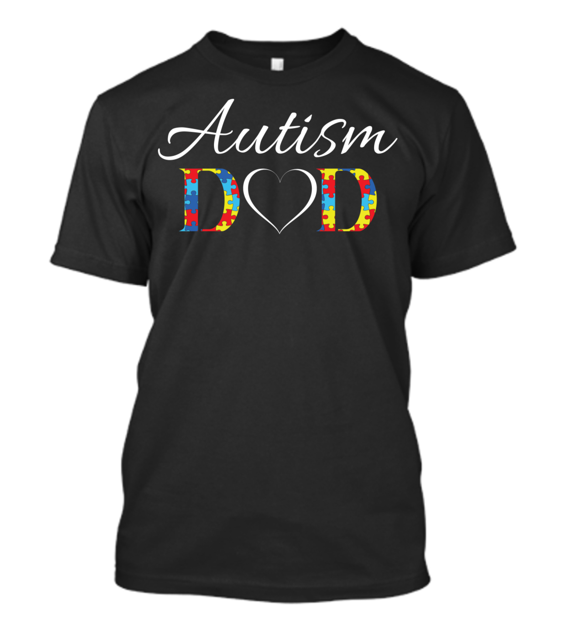 Autism Dad Heart Puzzle Pieces T-Shirt