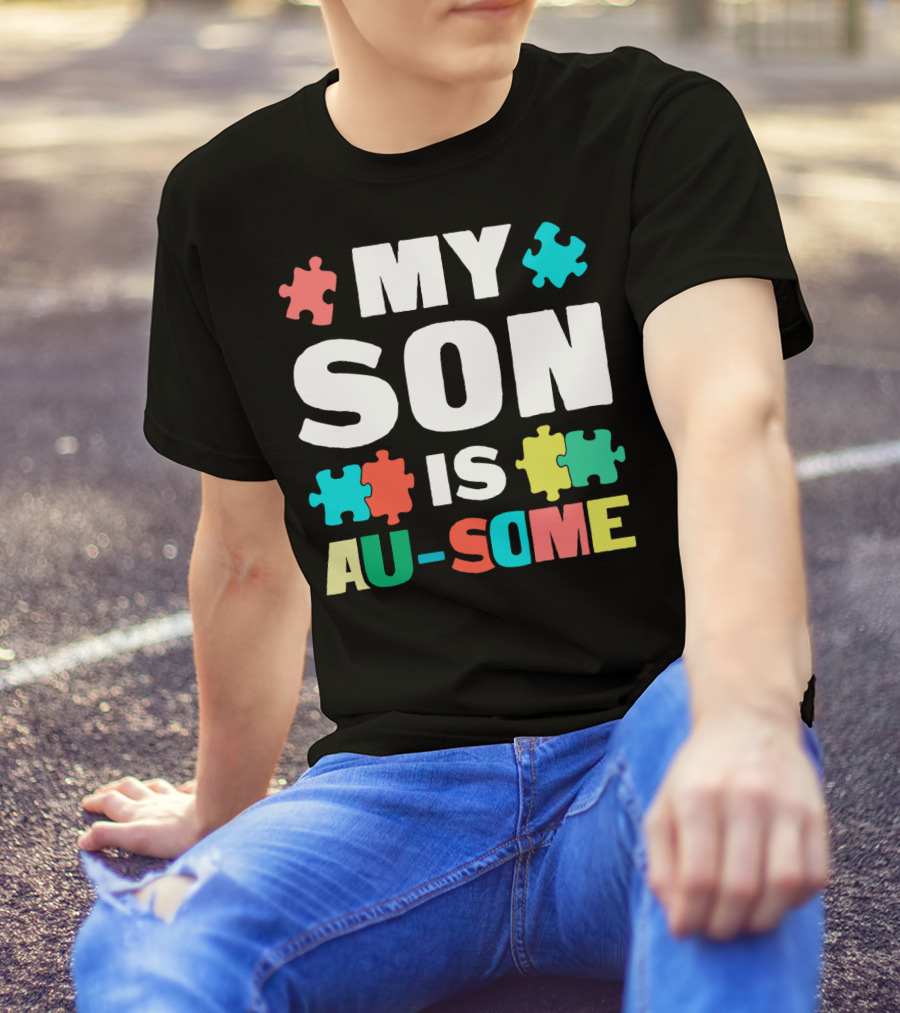 My Son Is Au-Some Autism Puzzle Pieces T-Shirt