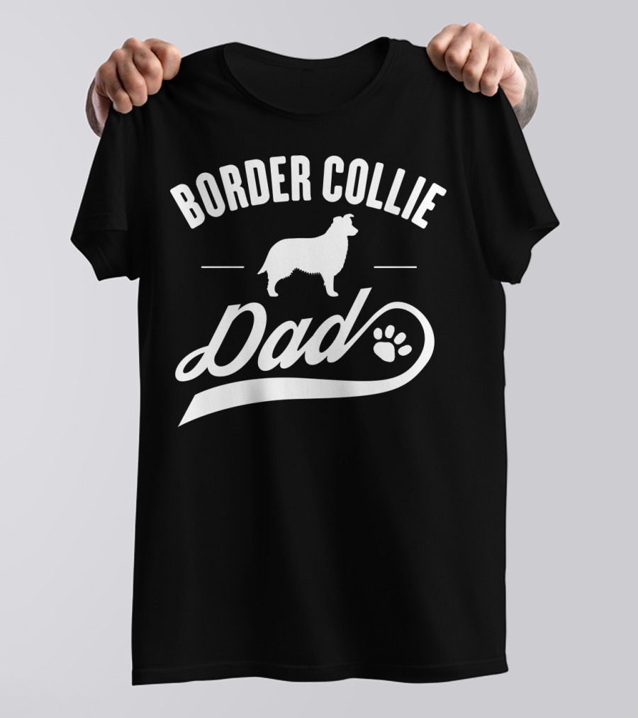 Border Collie Dad Dog Owner Lover Paw Prints T-Shirt