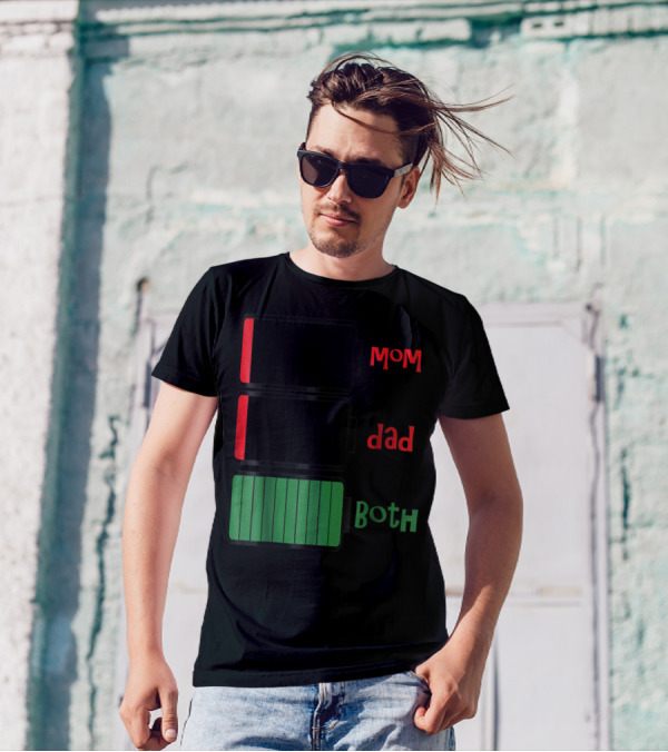 Feelin Good Tees Love Mom Dad Both Battery Levels T-Shirt