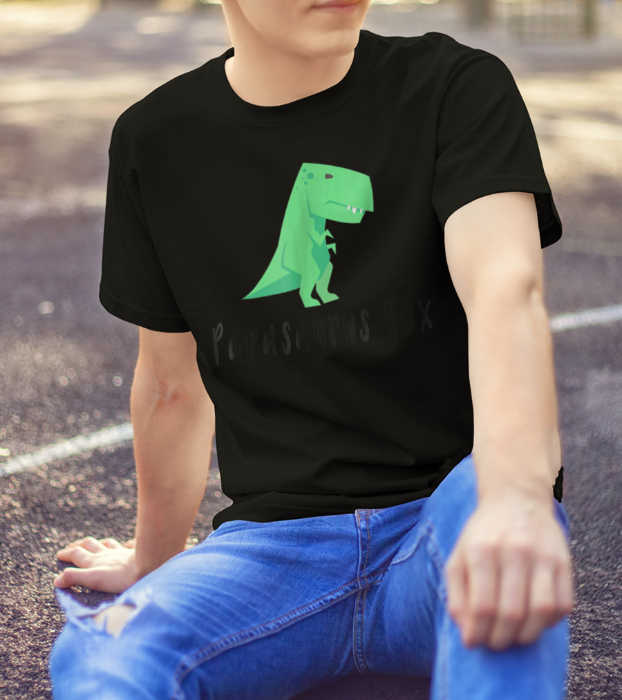 Papasaurus Rex Cute Dinosaur Dad Funny T-Shirt