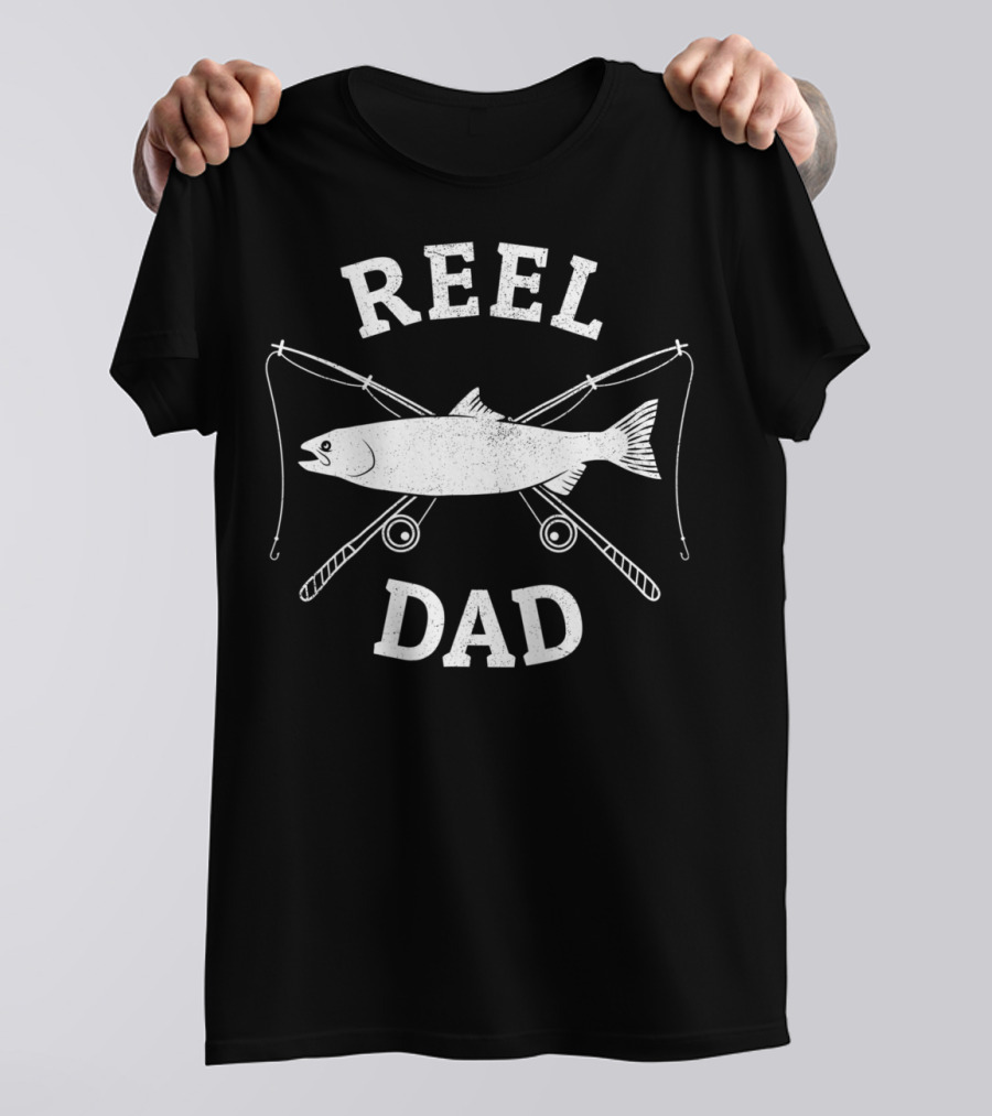Mens Awesome Reel Great Dad Fishing Rods And Fish T-Shirt