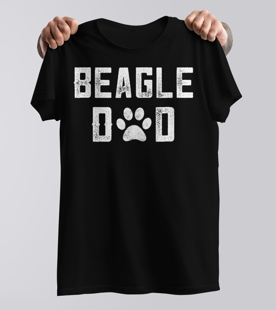 Beagle Dad Paw Print Dog Lover Mens Funny Beagle Dad T-Shirt