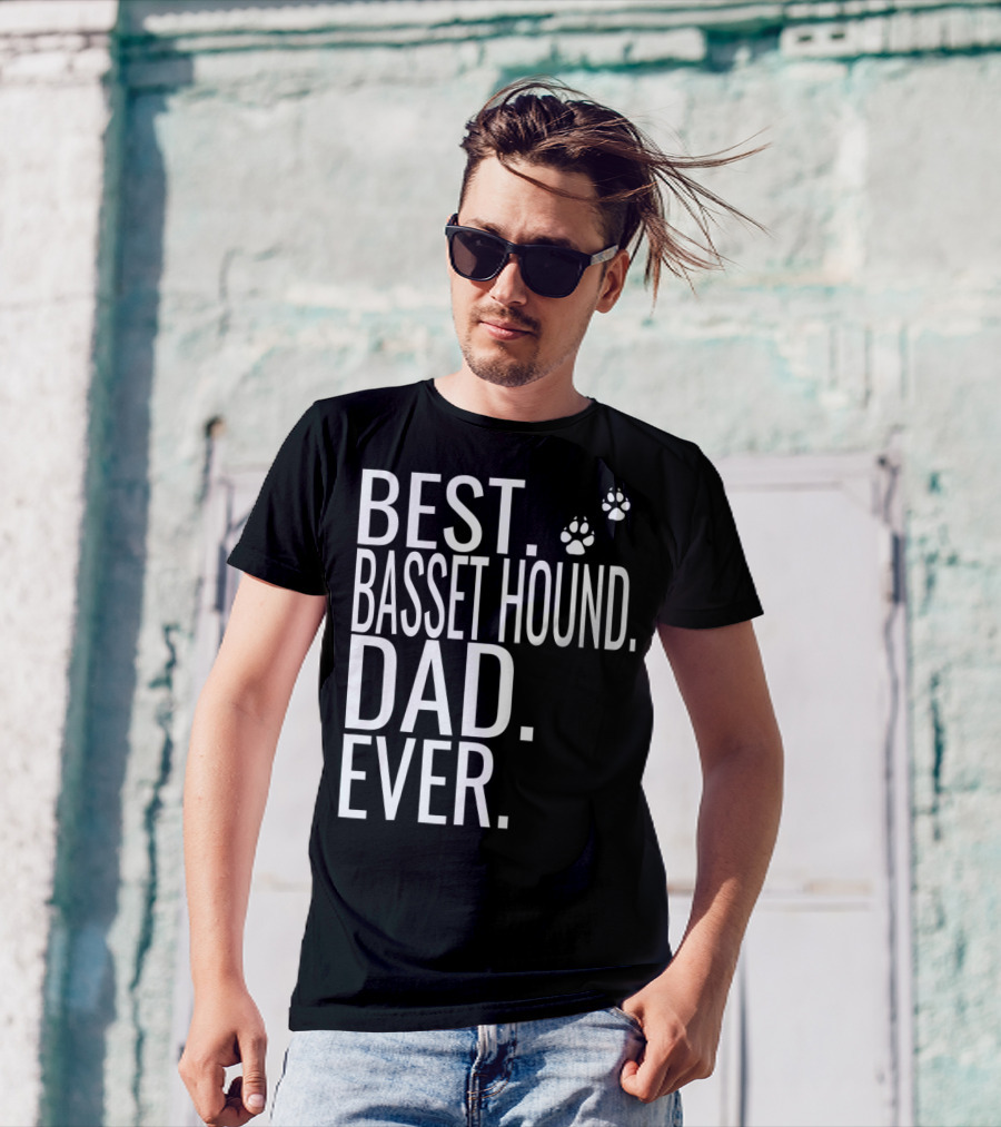 Best Basset Hound Dad Ever Mens Dog Paw Prints T-Shirt