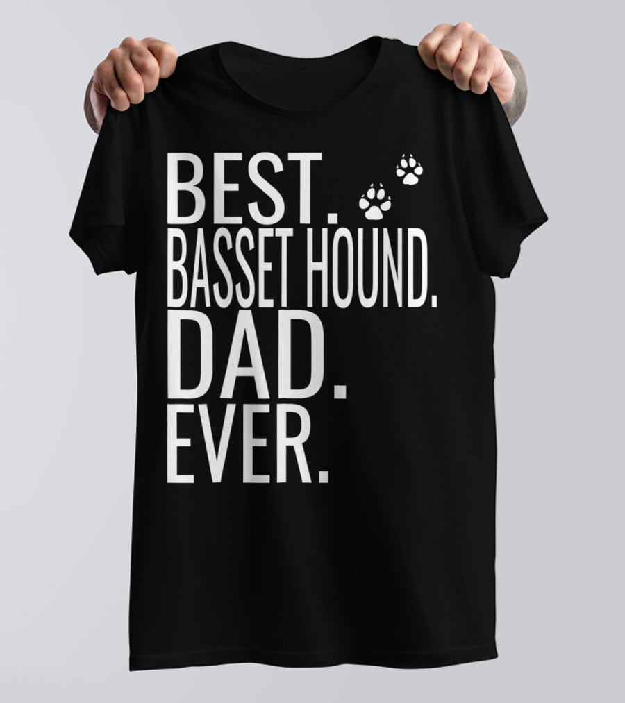 Best Basset Hound Dad Ever Mens Dog Paw Prints T-Shirt