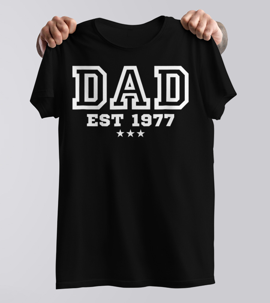 Dad Established 1977 Est 1977 Stars Mens Dad Established 1977 V256 T-Shirt