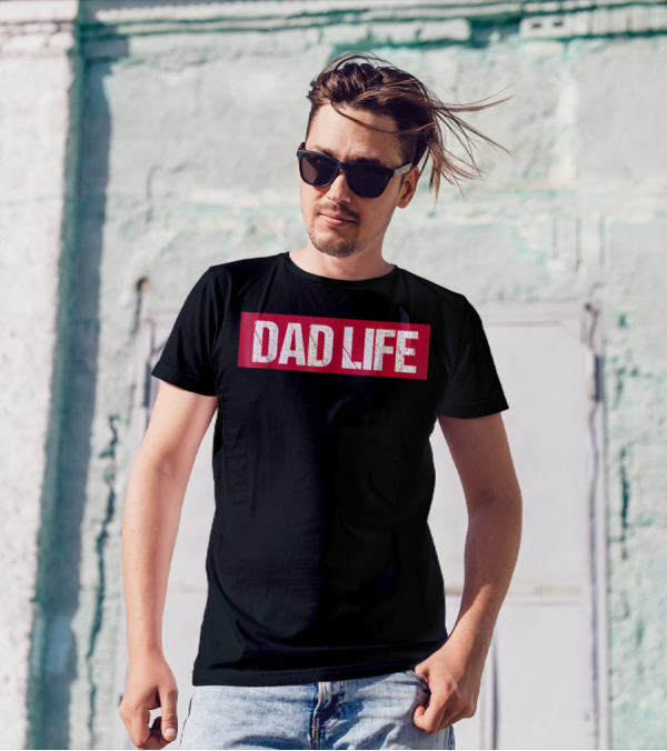 Mens Dad Life Red Block Text T-Shirt