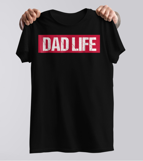 Mens Dad Life Red Block Text T-Shirt