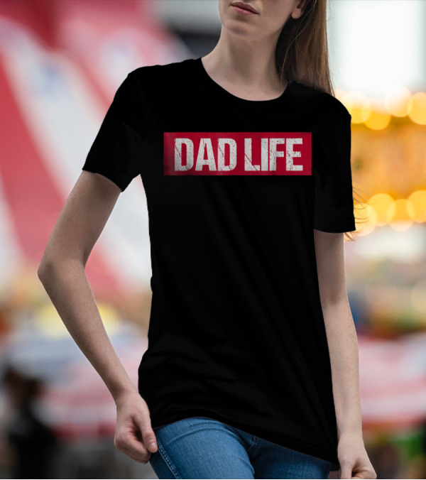 Mens Dad Life Red Block Text T-Shirt