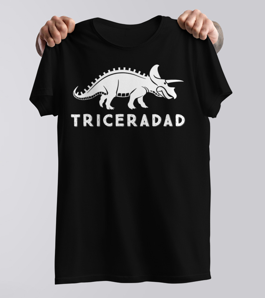 Triceradad Mens Dad Triceratops Funny Dinosaur T-Shirt