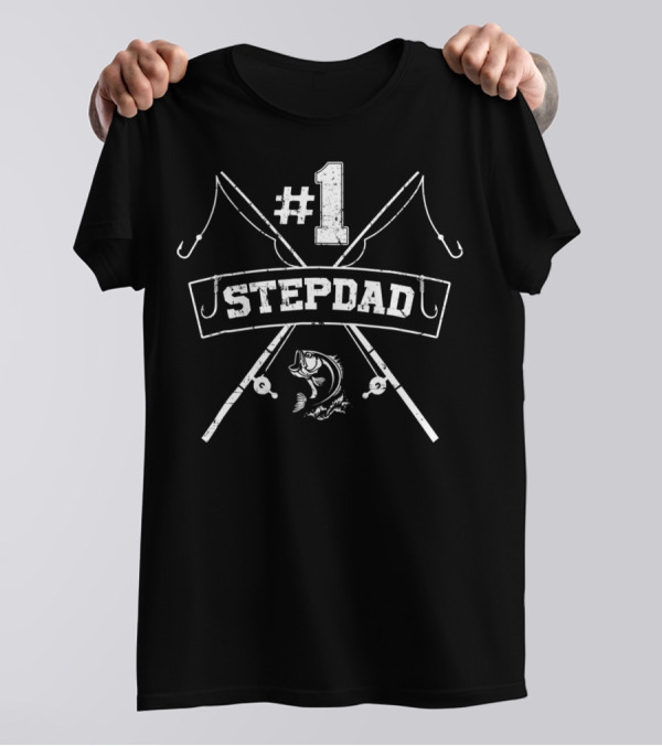 1 StepDad Fishing Dad Mens Fisherman Daddy T-Shirt
