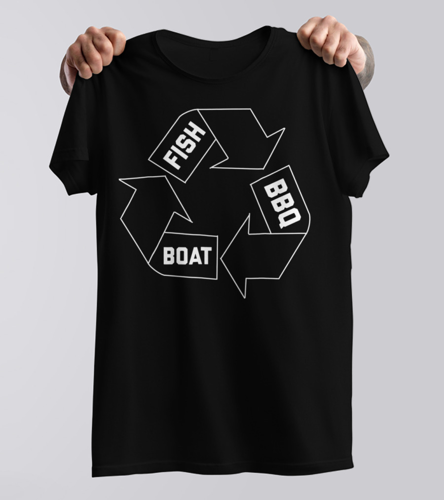Fish Boat BBQ Dad Grill Sailing20 Recycle T-Shirt