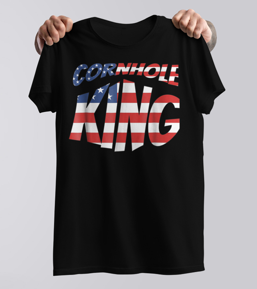 4th Of July Cornhole King American Flag Theme Men's Bean Bag Toss Game T-Shirt