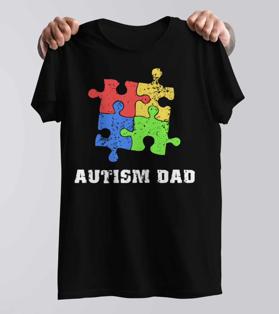 Autism Dad Puzzle Piece Support Educate Love Tee99 T-Shirt