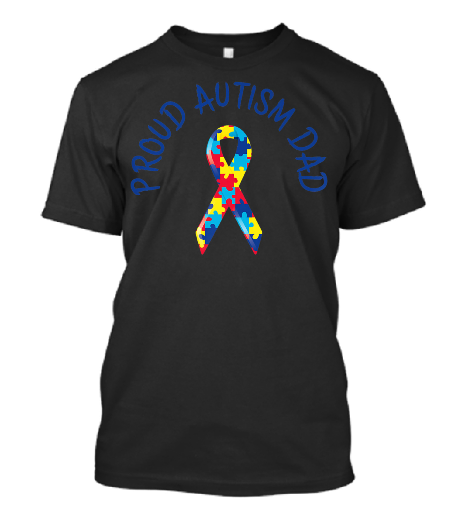 Proud Autism Dad Puzzle Ribbon 15 Support Men Grandpa Papa T-Shirt