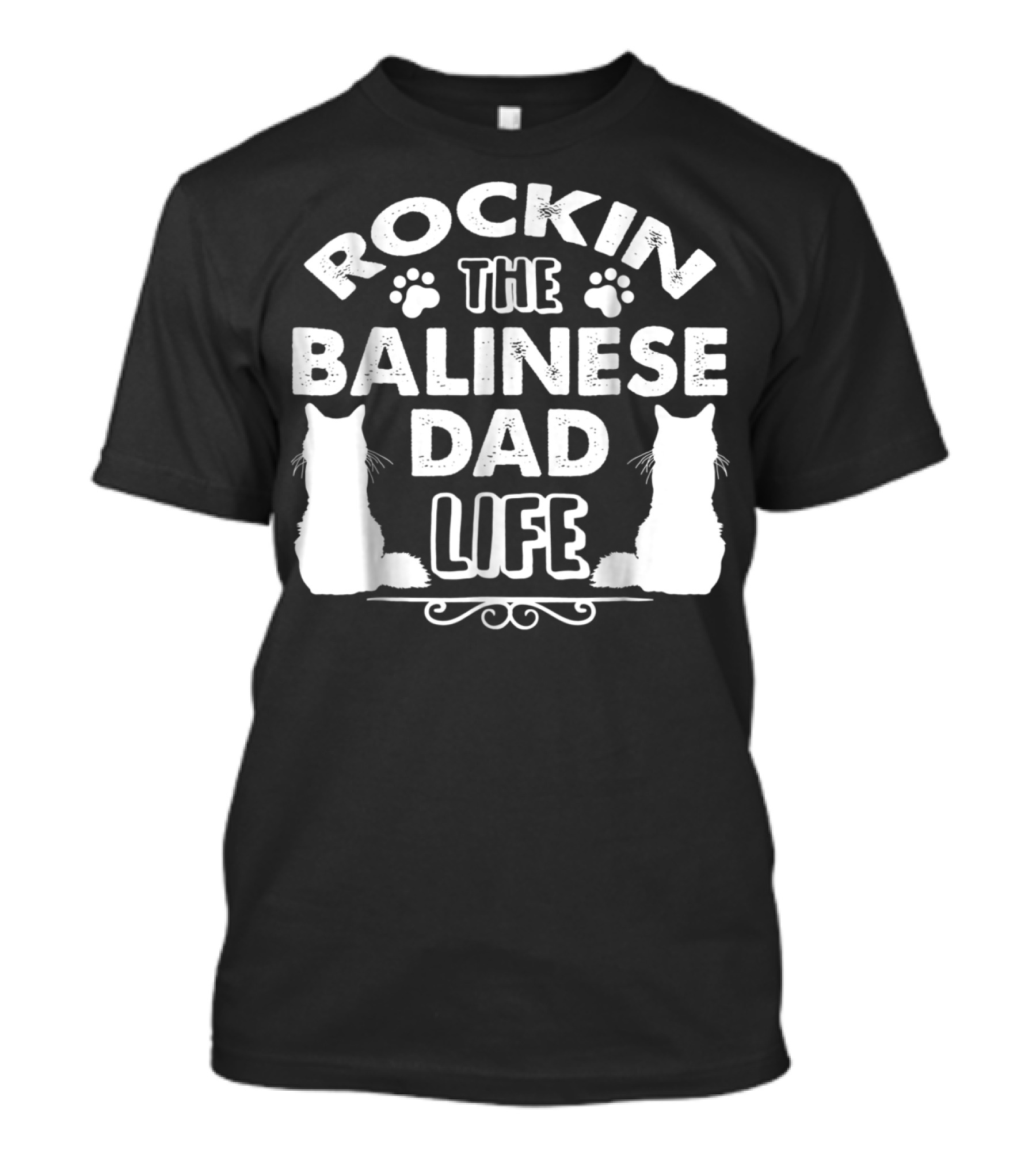 Rockin The Balinese Dad Life Cat Silhouettes Paw Prints T-Shirt