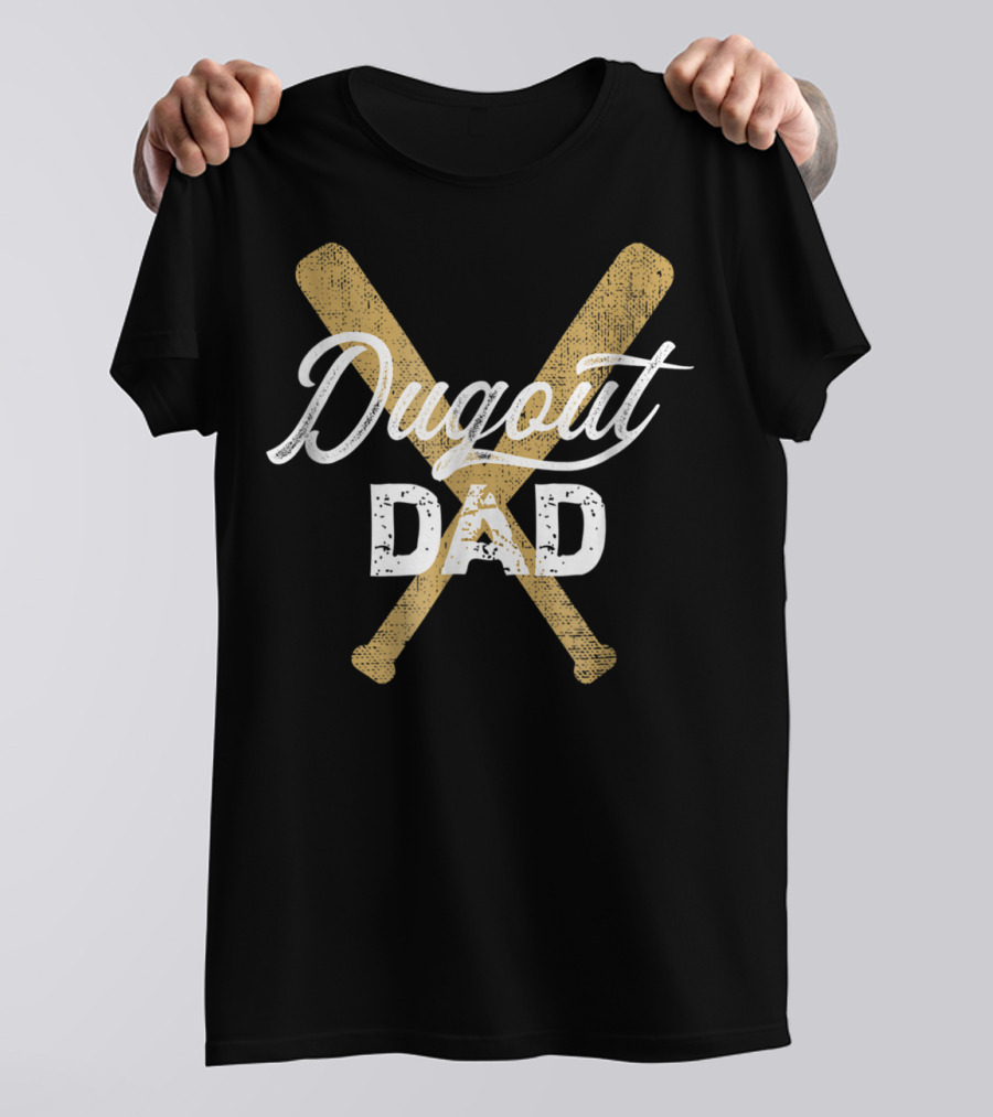 Dugout Dad Baseball Crossed Bats T-Shirt
