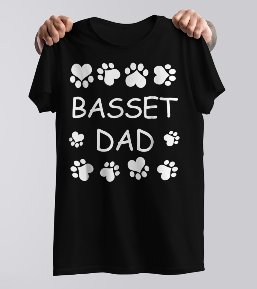 Basset Dad Lovers Paw And Heart Design For Christmas Birthday T-Shirt