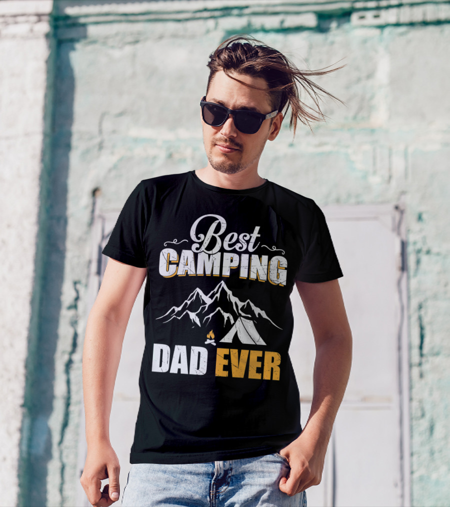 Best Camping Dad Ever Mountain Tent Campfire Adventure T-Shirt