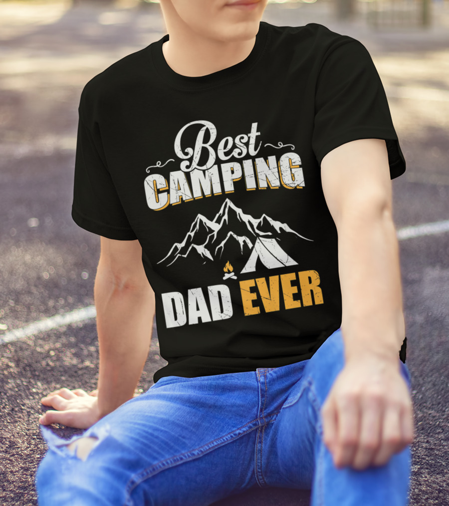 Best Camping Dad Ever Mountain Tent Campfire Adventure T-Shirt