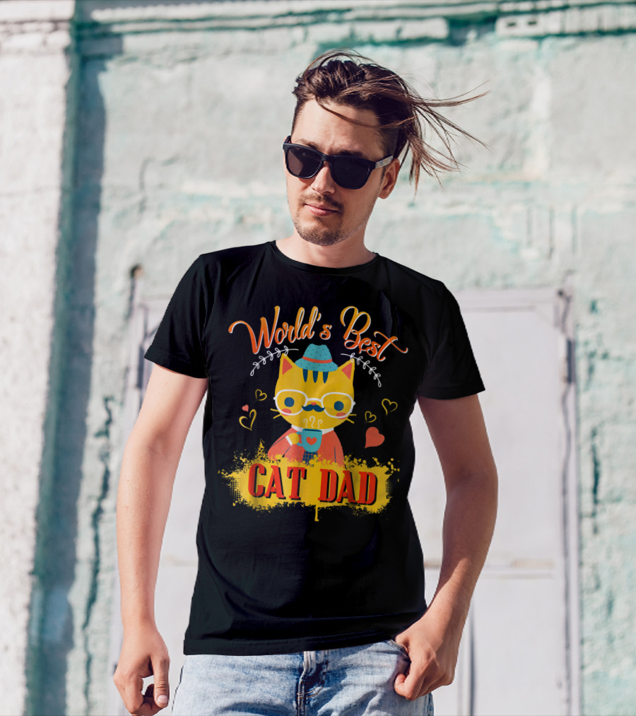 World's Best Cat Dad Cat Lover Funny Best Cat Dad T-Shirt