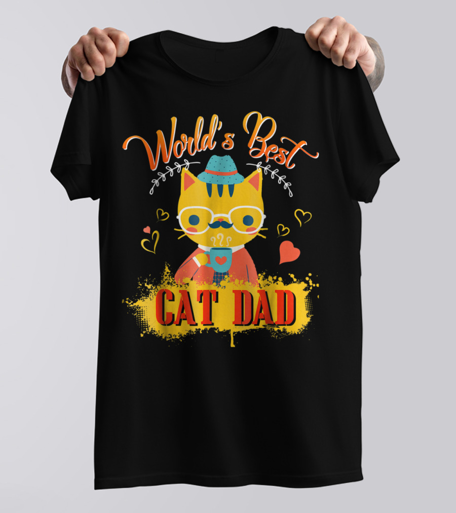 World's Best Cat Dad Cat Lover Funny Best Cat Dad T-Shirt