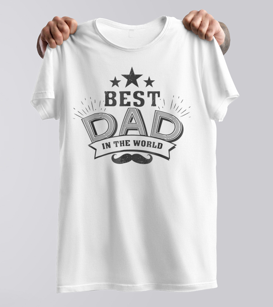 Best Dad In The World Funny Holiday 37 Mustache Stars T-Shirt