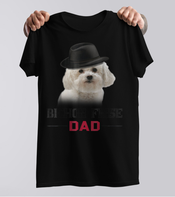Bichon Frise Dad Puppy Wearing Fedora T-Shirt