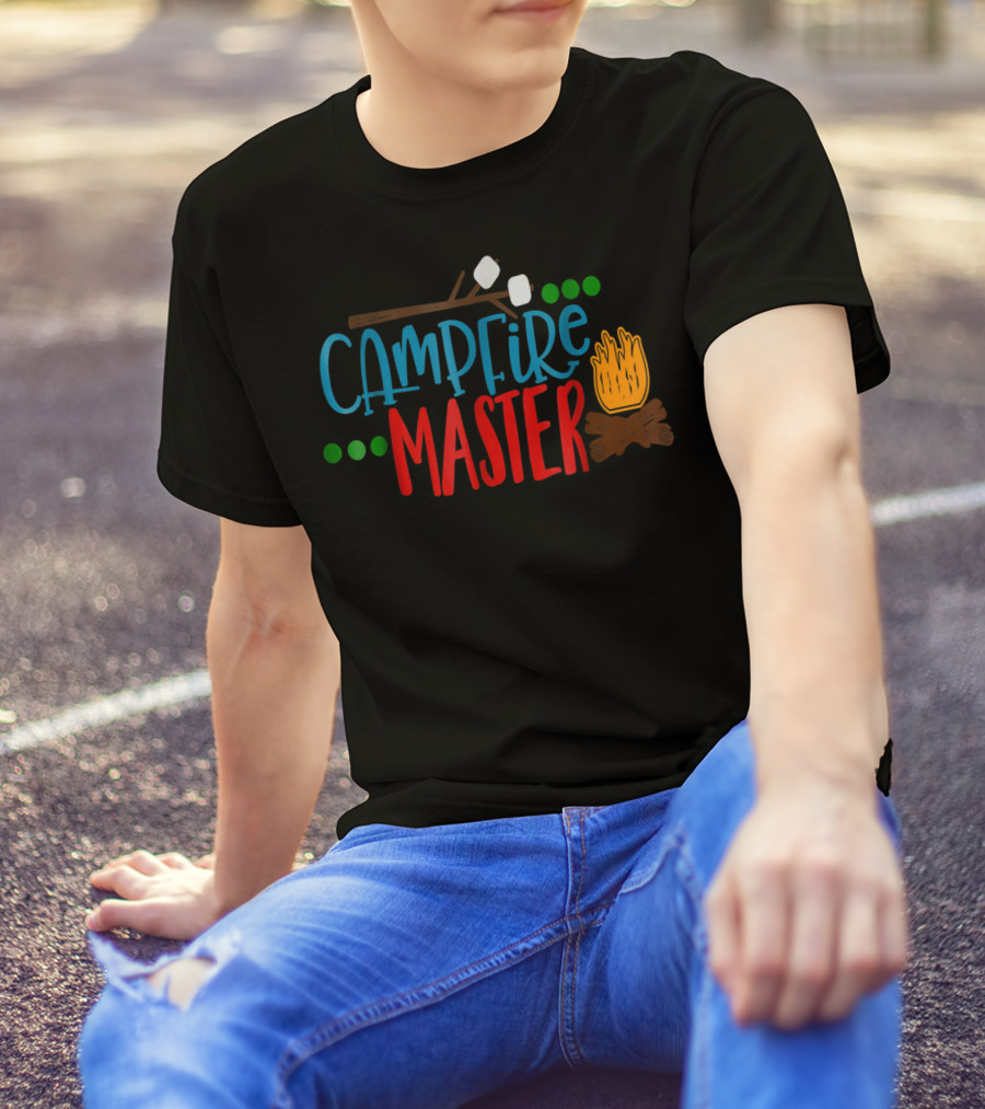 Campfire Master Marshmallows Bonfire Husband Dad Camping S'mores Bonfire80 T-Shirt