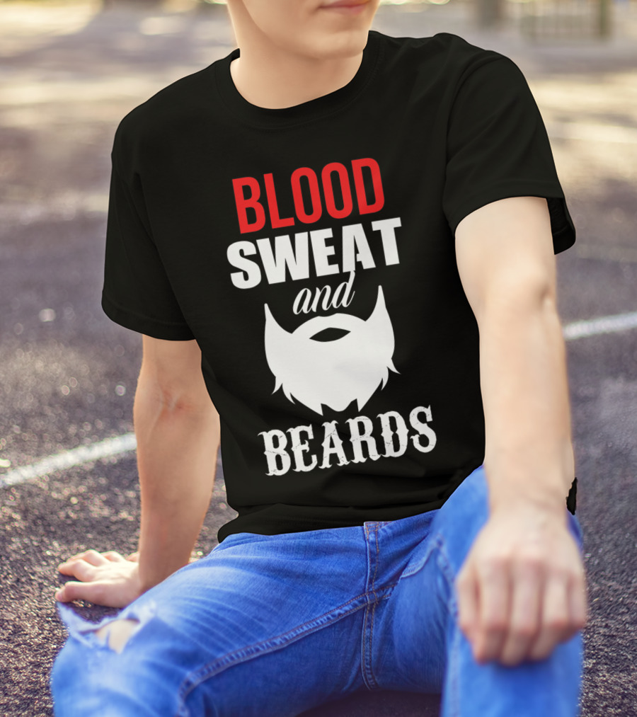 Blood Sweat And Beards For Bearded Dad Men T-Shirt
