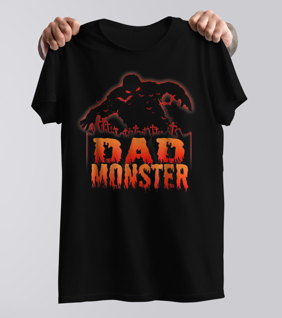Dad Monster Halloween Graveyard Silhouette Spooky 98 T-Shirt